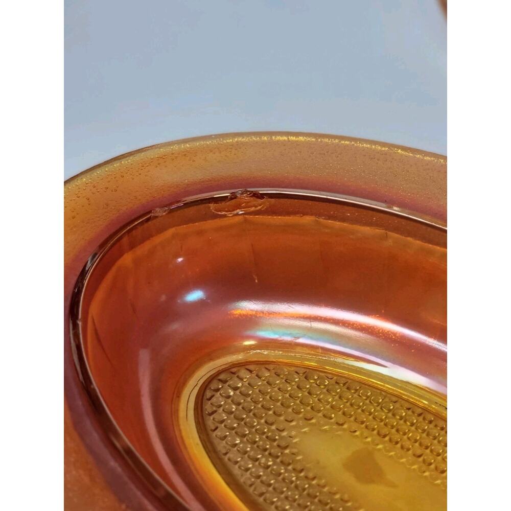 Sowerby Carnival Glass Hen on Nest Covered Dish Marigold England As Is - Picture 5 of 7